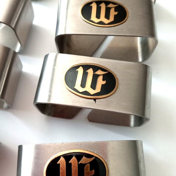 8 Monogram "M" or "W" Napkin Ring / Holder Vintage Tablecloth Thanksgiving Table - Picture 4 of 10